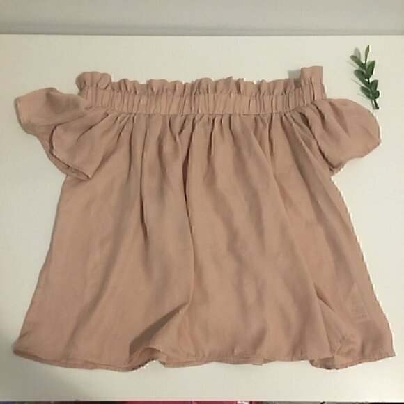 Off the Shoulder Blush Pink Ruffle Top/Blouse - Picture 4 of 8